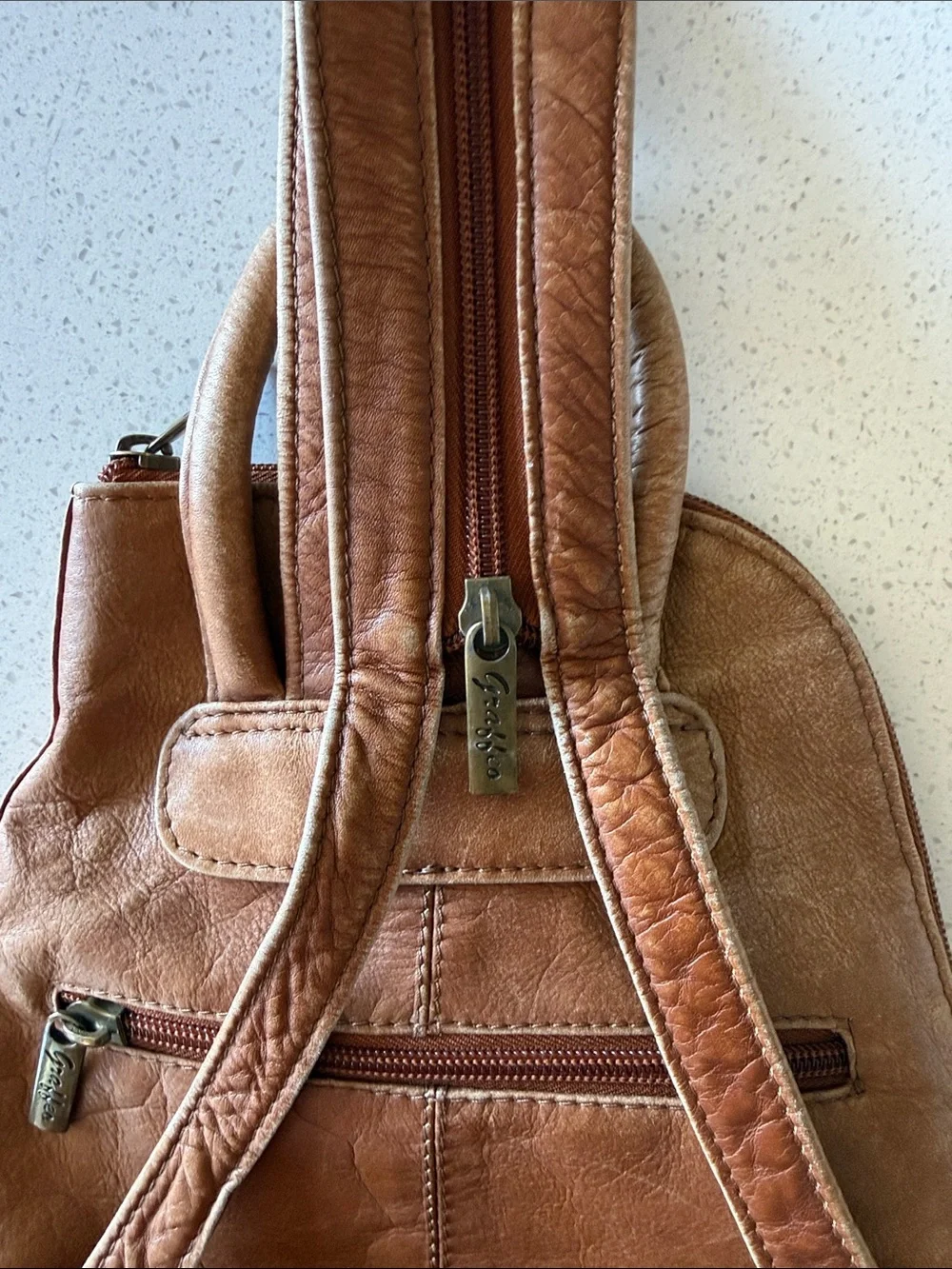 Graffio Brown Leather Triangular Crossbody Bag